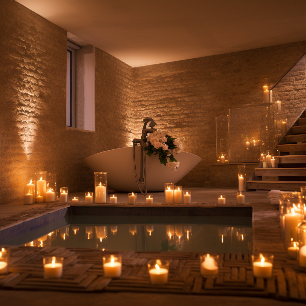 Woman enjoying a cozy basement spa experience