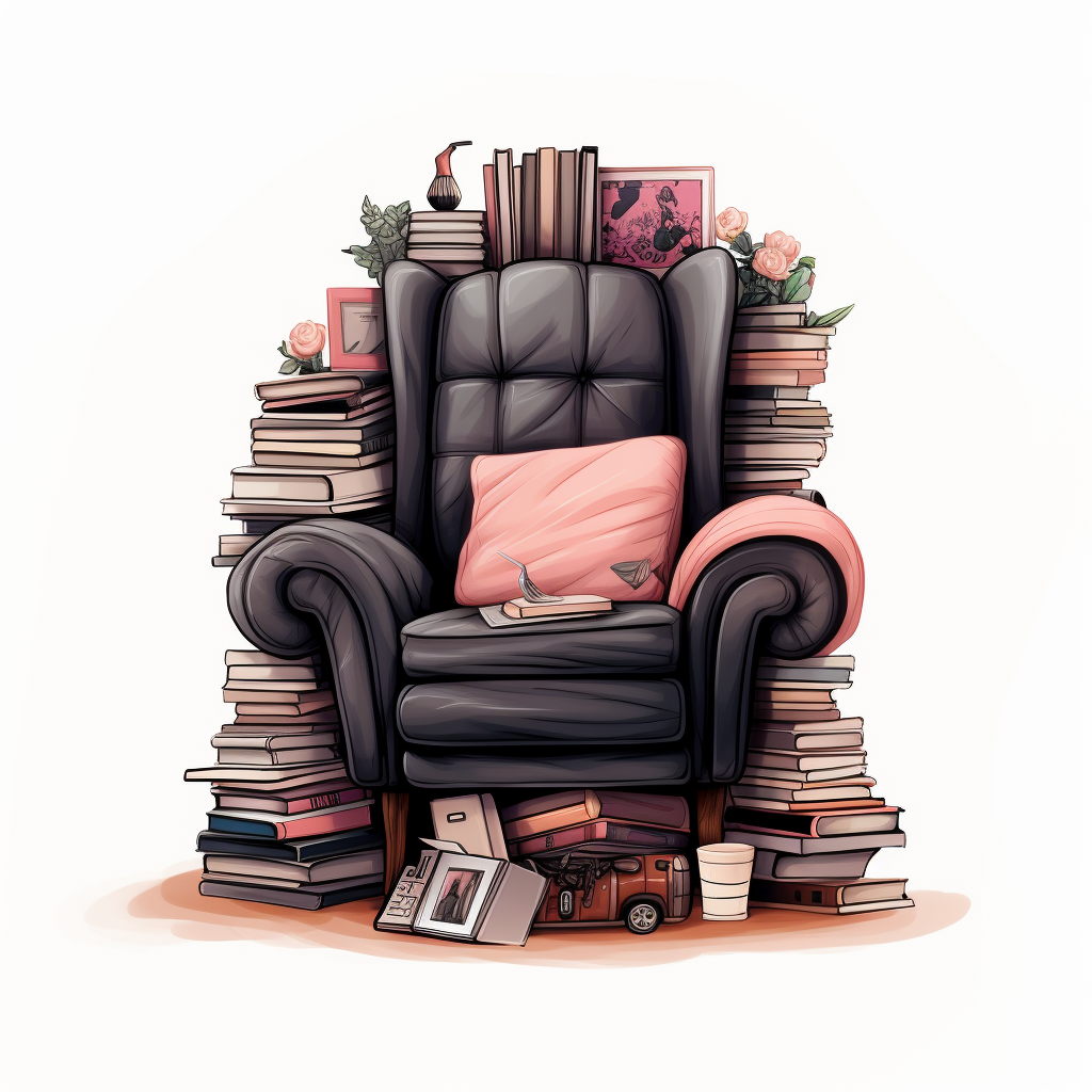 Cosy chair with books illustration