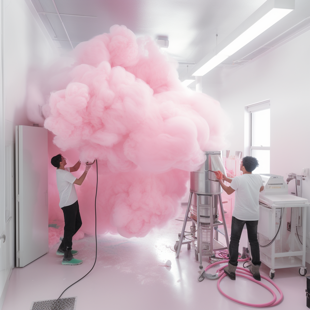 Scientists using cotton candy contraption