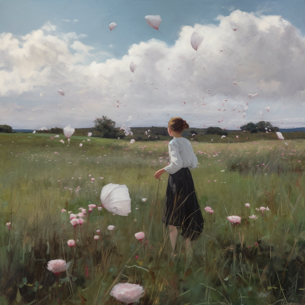 Beautiful oil painting of cotton candy meadows