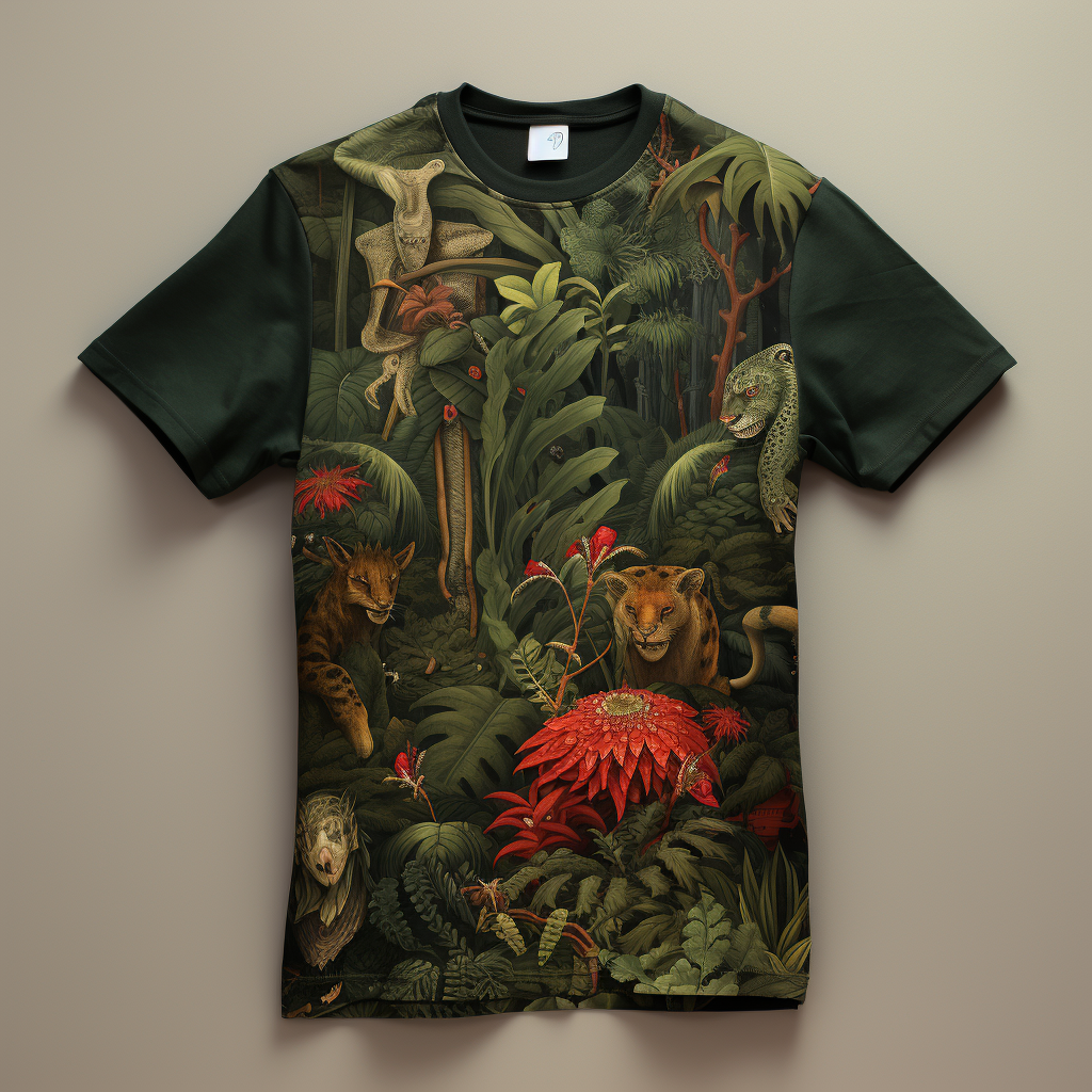 Cotton T-Shirt in Jungle Foliage