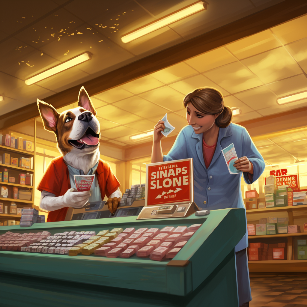 Person counting money in a veterinary store