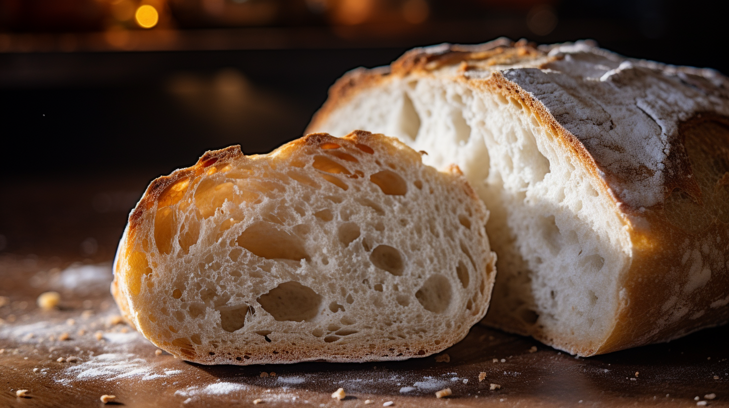 Delicious country bread slice on a plate