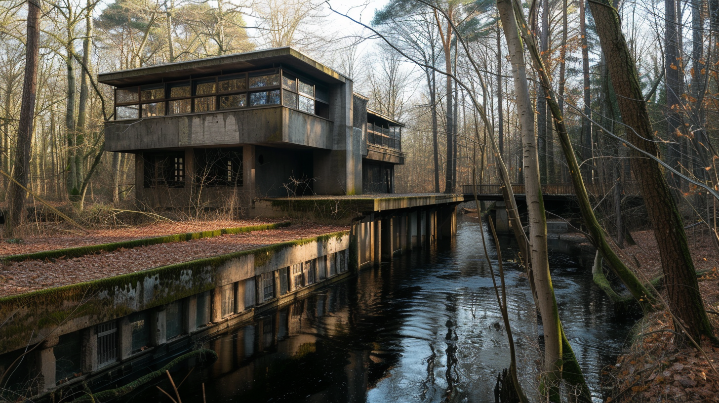 Countryside Forest Mill near River in Denmark