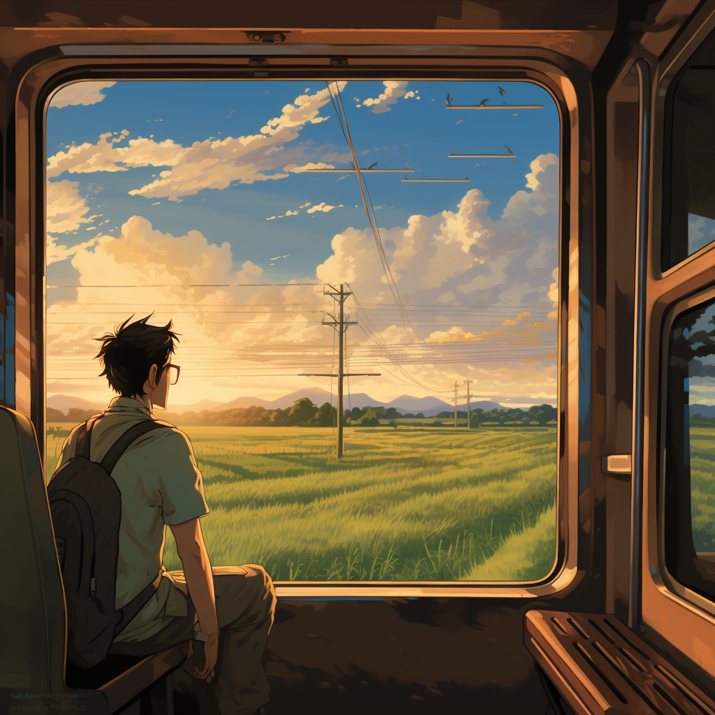 Man enjoying scenic train ride