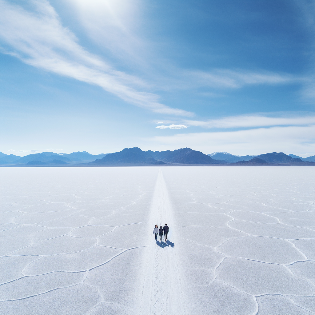 Romantic couple at Bonneville Salt Flats