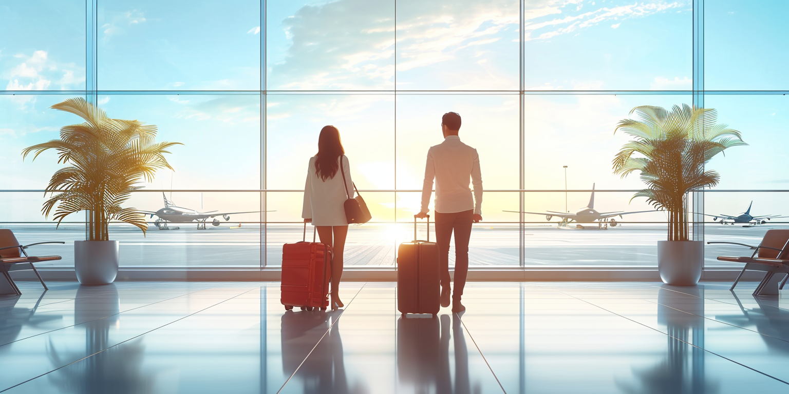 Couple with Suitcase at Airport