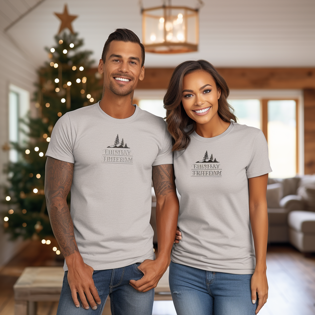 Couple in Athletic Heather Grey T-shirts