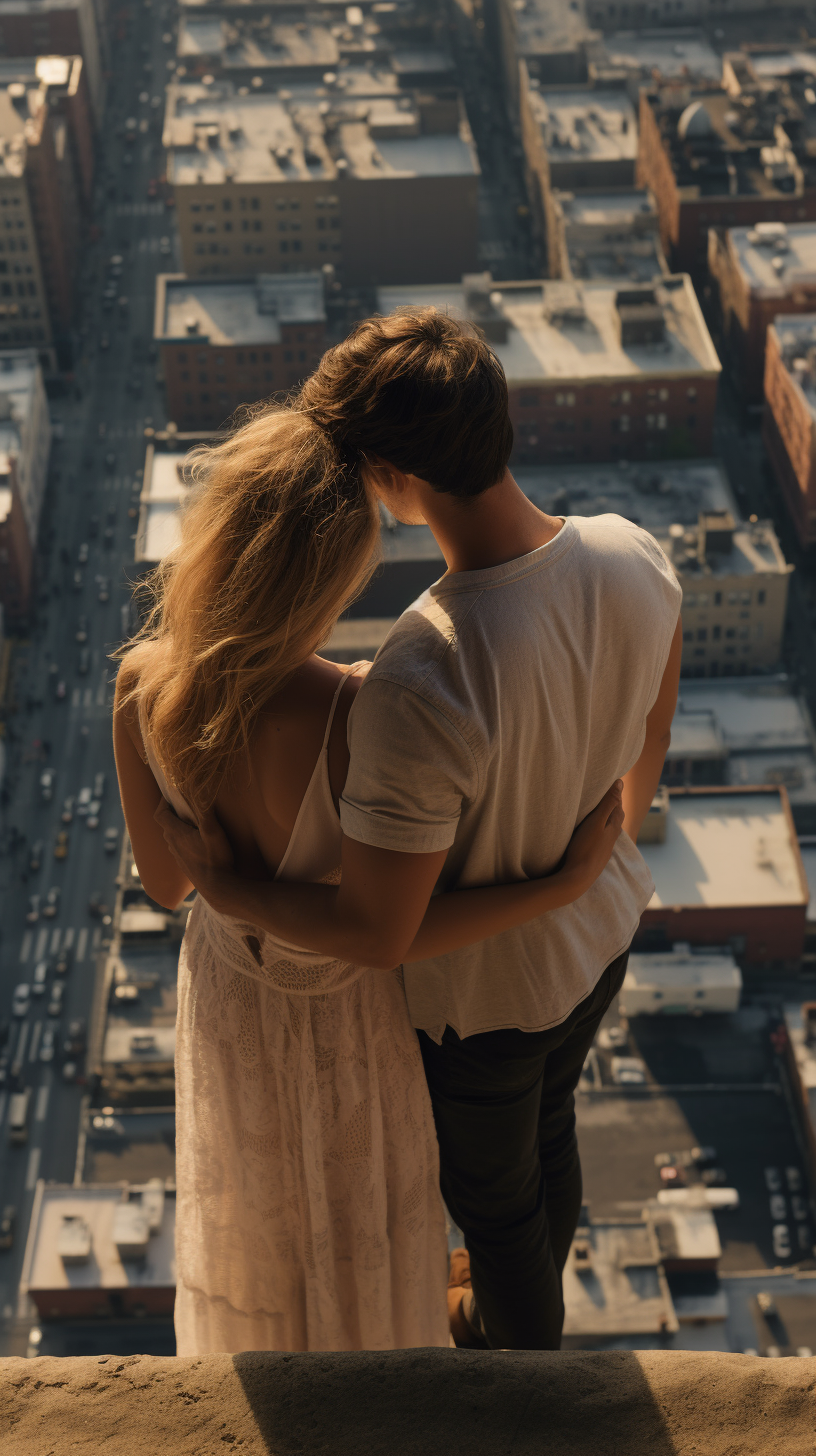 Smiling couple hugging in New York