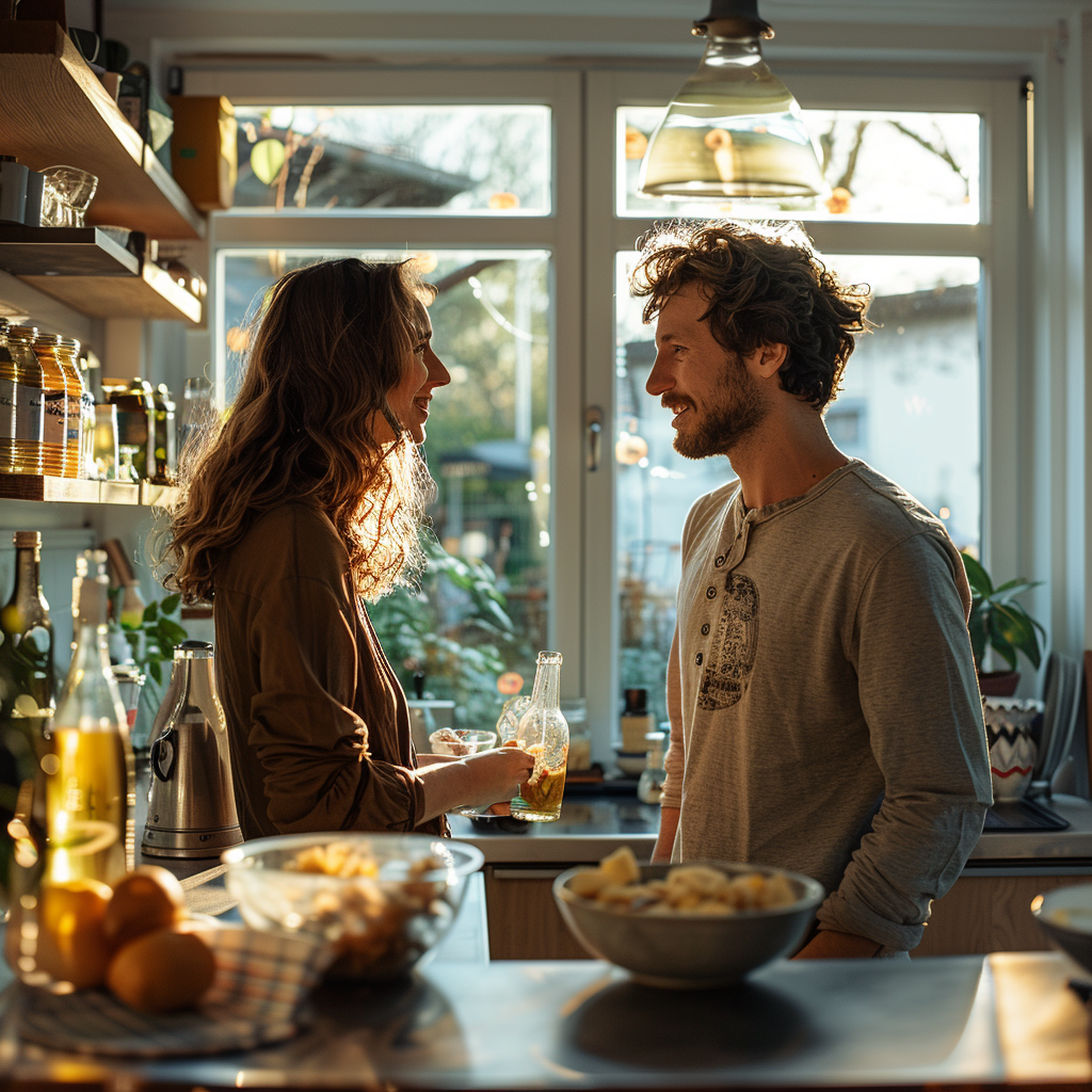 Couple in Kitchen Bar Area