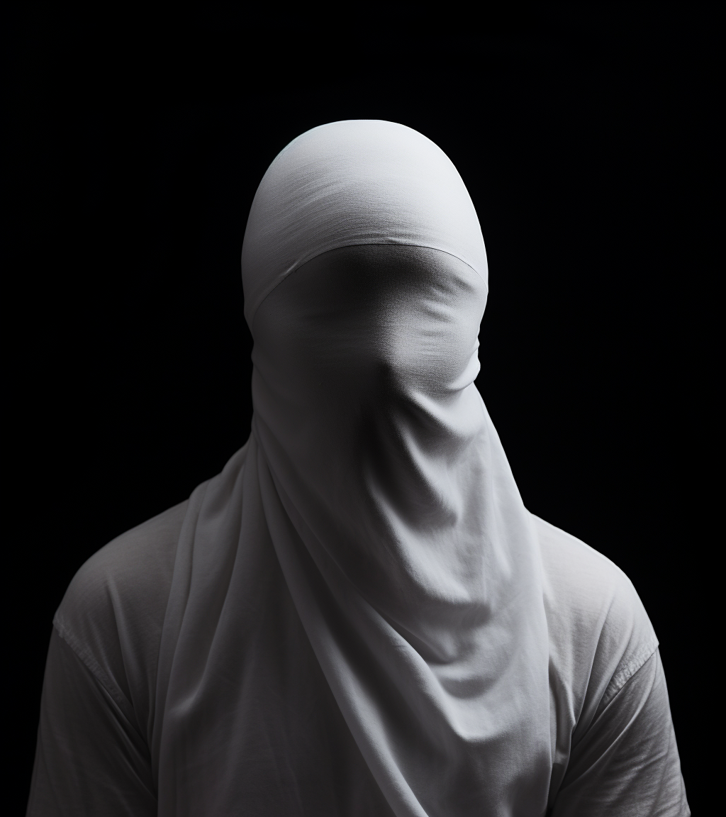 Portrait of a person with covered face