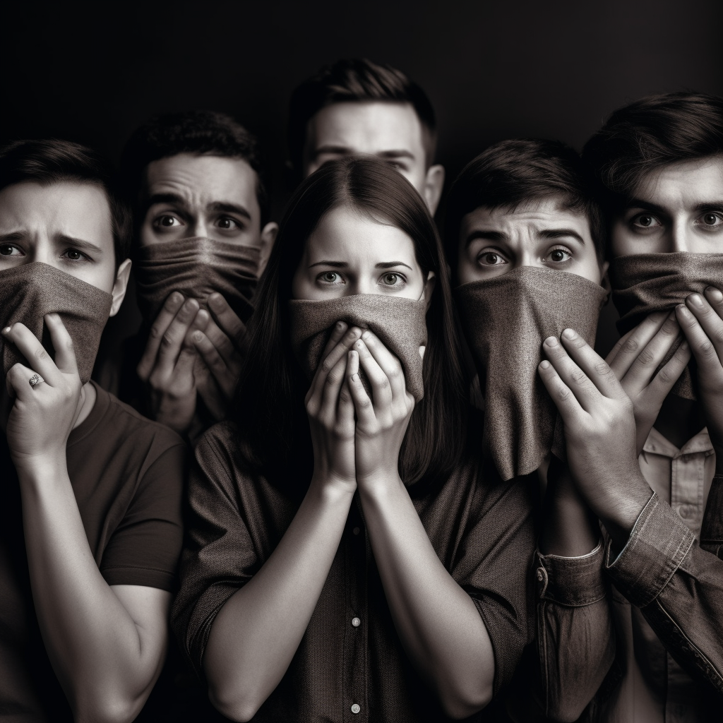 People covering mouths with hands