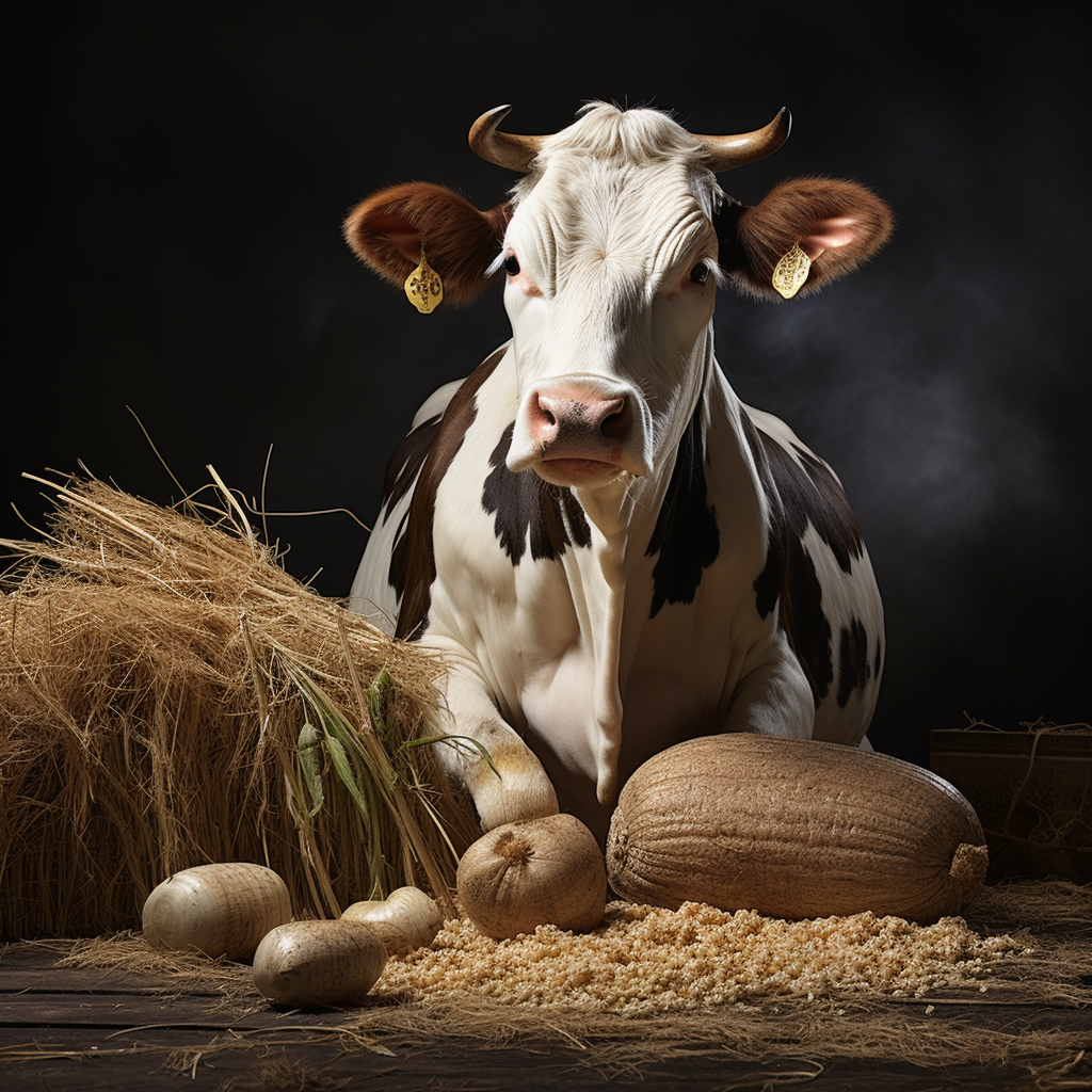 Cow Chewing Grain Picture