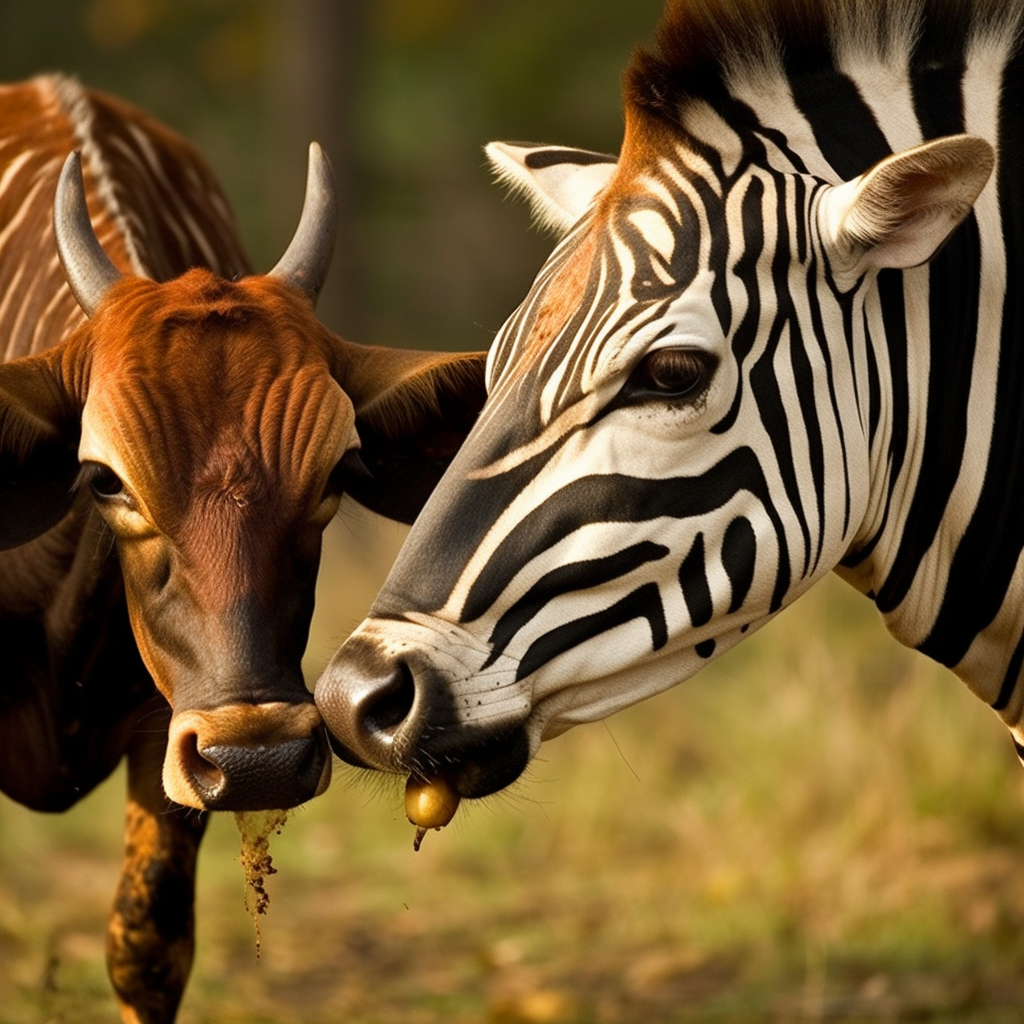 Cow eating deer, tiger style