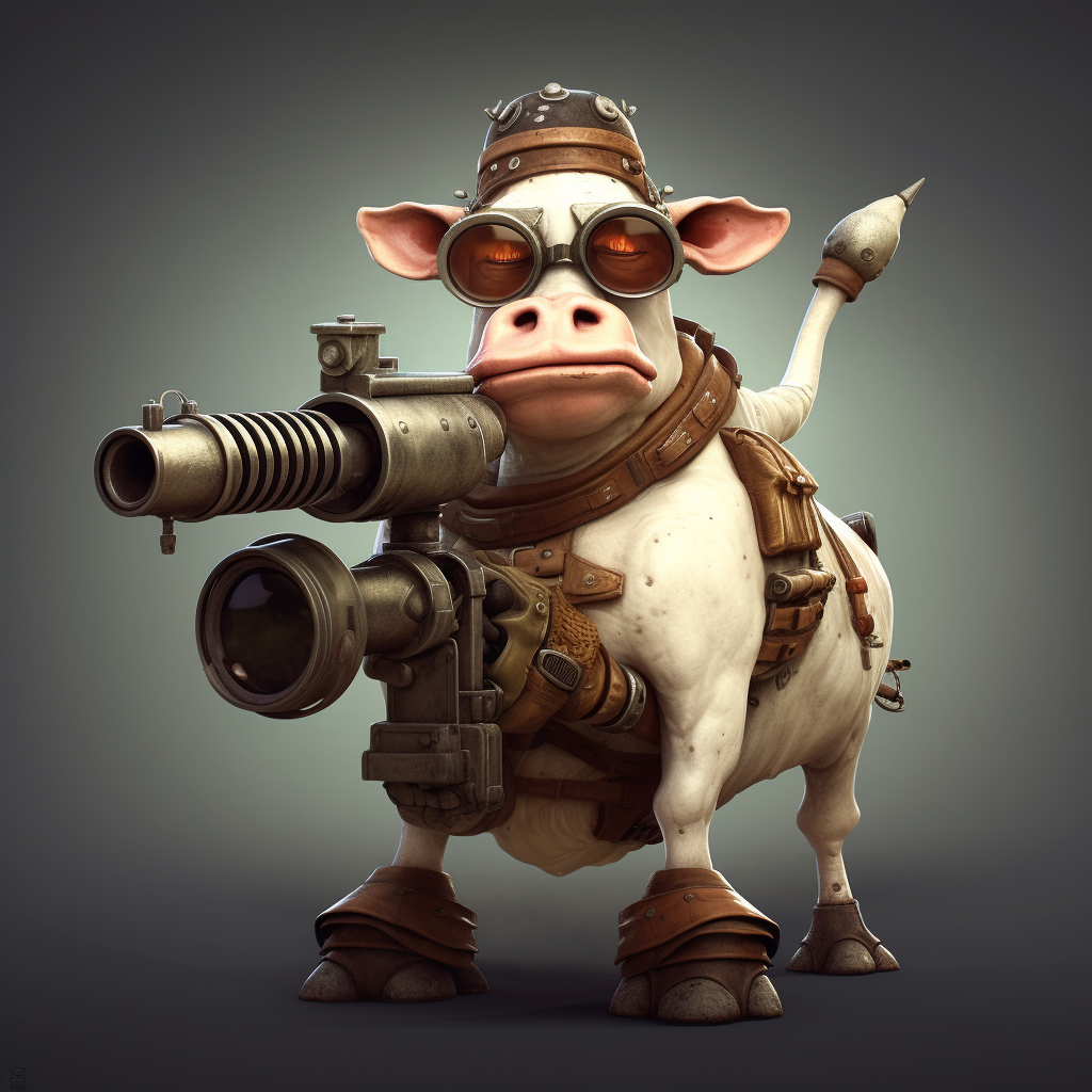 Funny Cow Humanoid with Bazooka