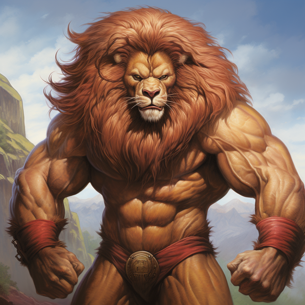 Cowardly Lion as a muscular bodybuilder