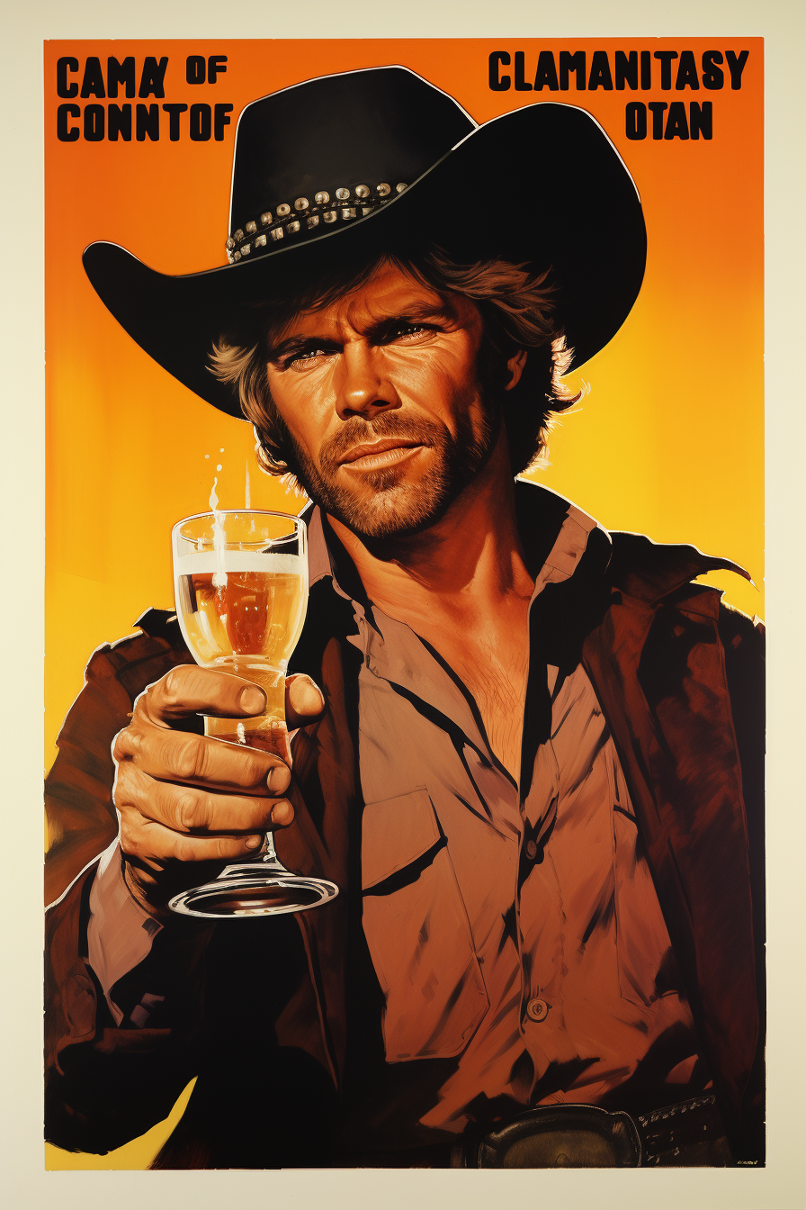 Cowboy with glass of alcohol