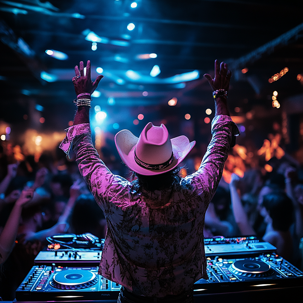 Cowboy in Ibiza Club Dancing