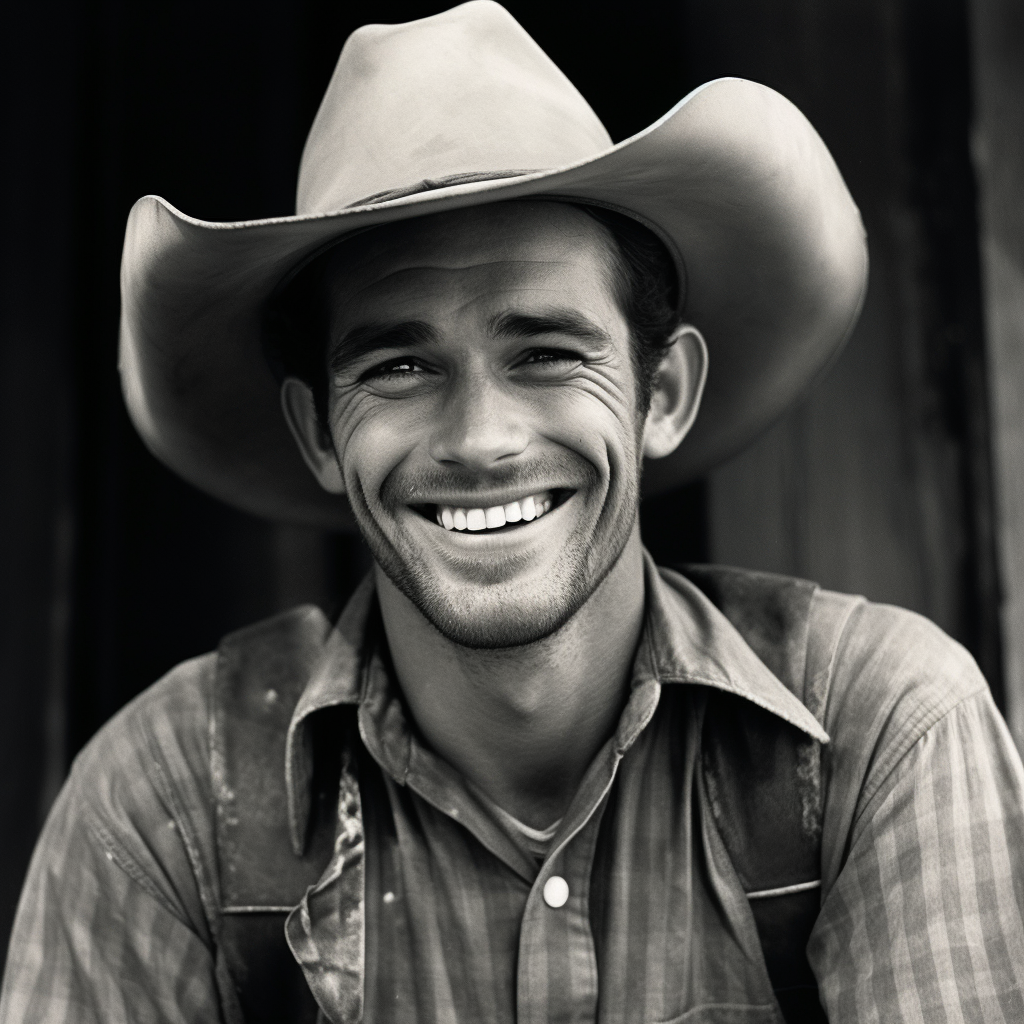 Vintage cowboy smiling photo