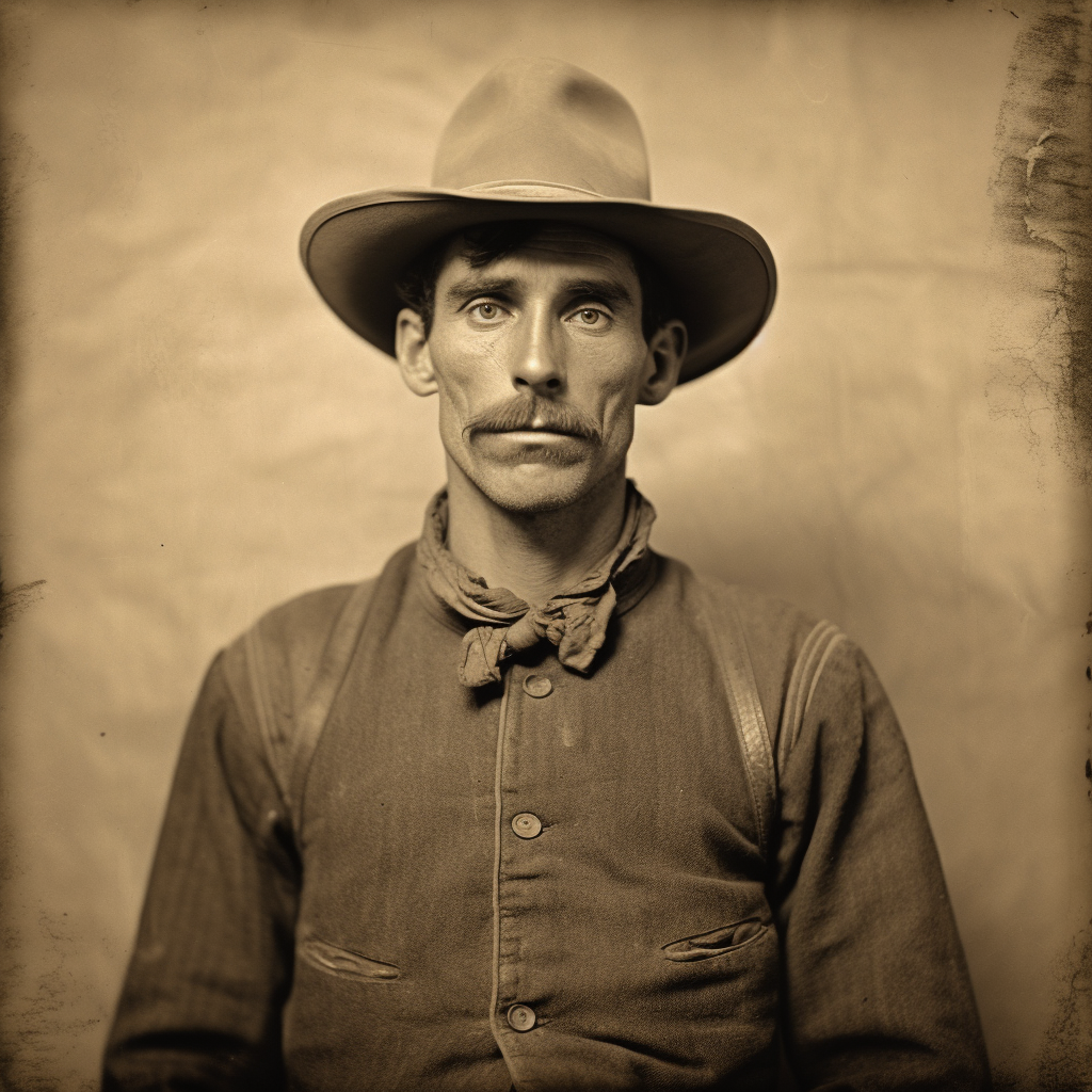 Vintage cowboy mugshot image