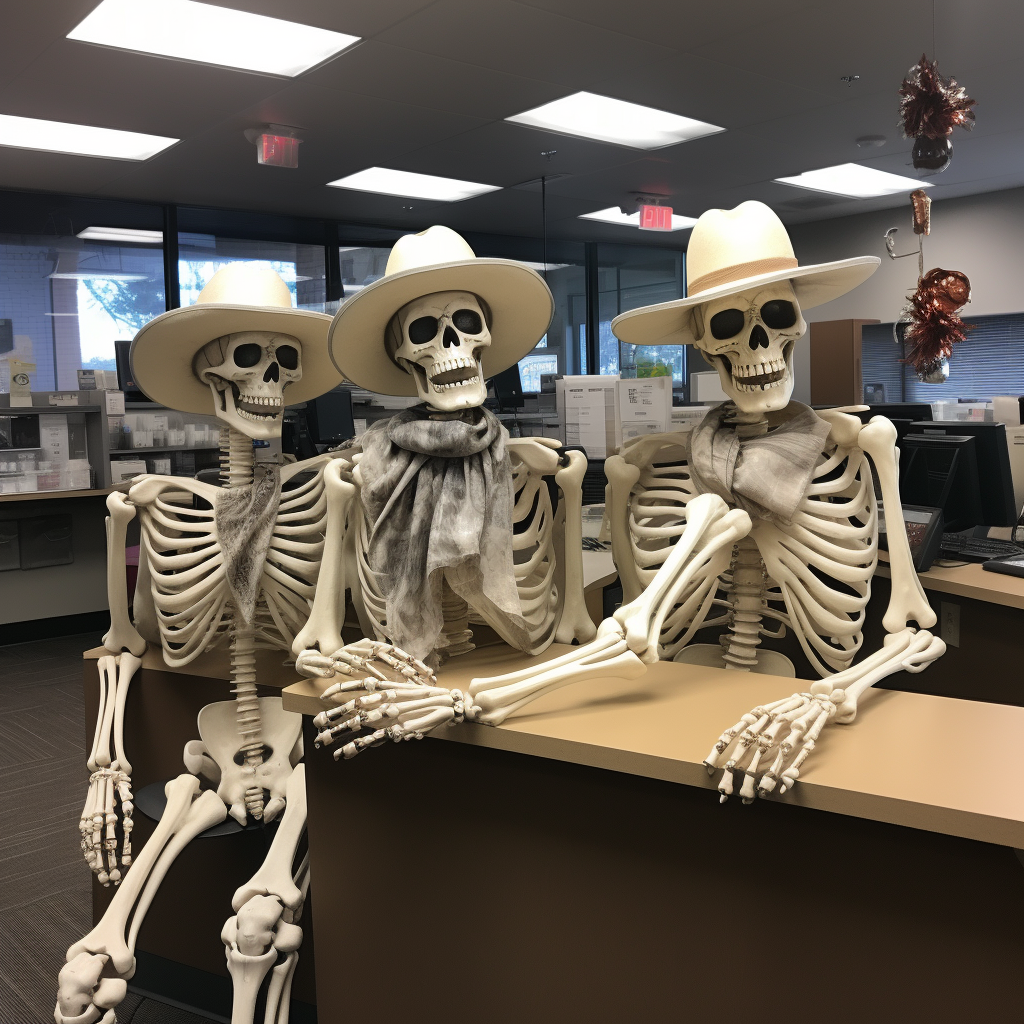 Skeleton Cowboys Robbing Bank