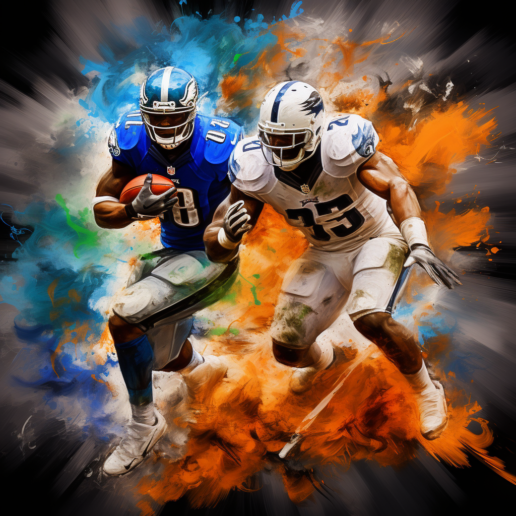 Digital art of Dallas Cowboys vs Philadelphia Eagles football game