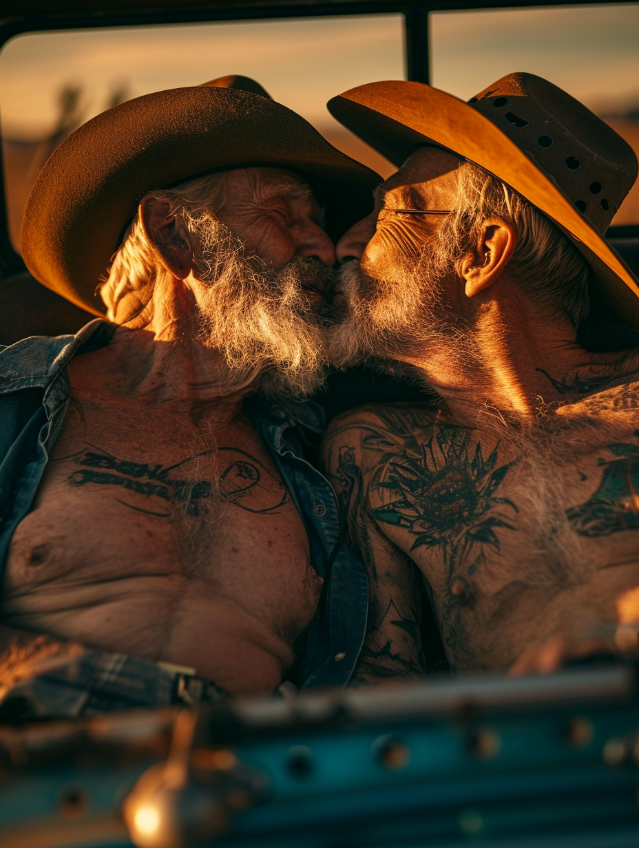 Two muscular cowboys in love