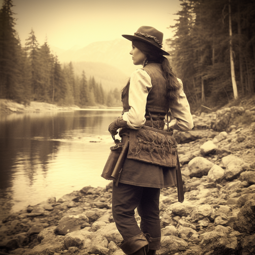 Old photo of a cowgirl in Alaska