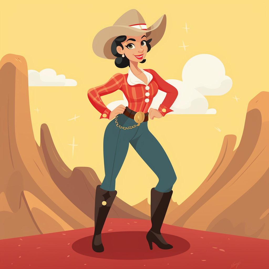 Retro cowgirl cartoon character