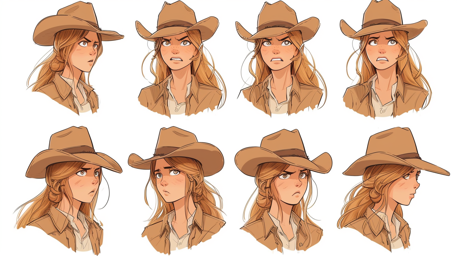 Cowgirl Expressions on White Background