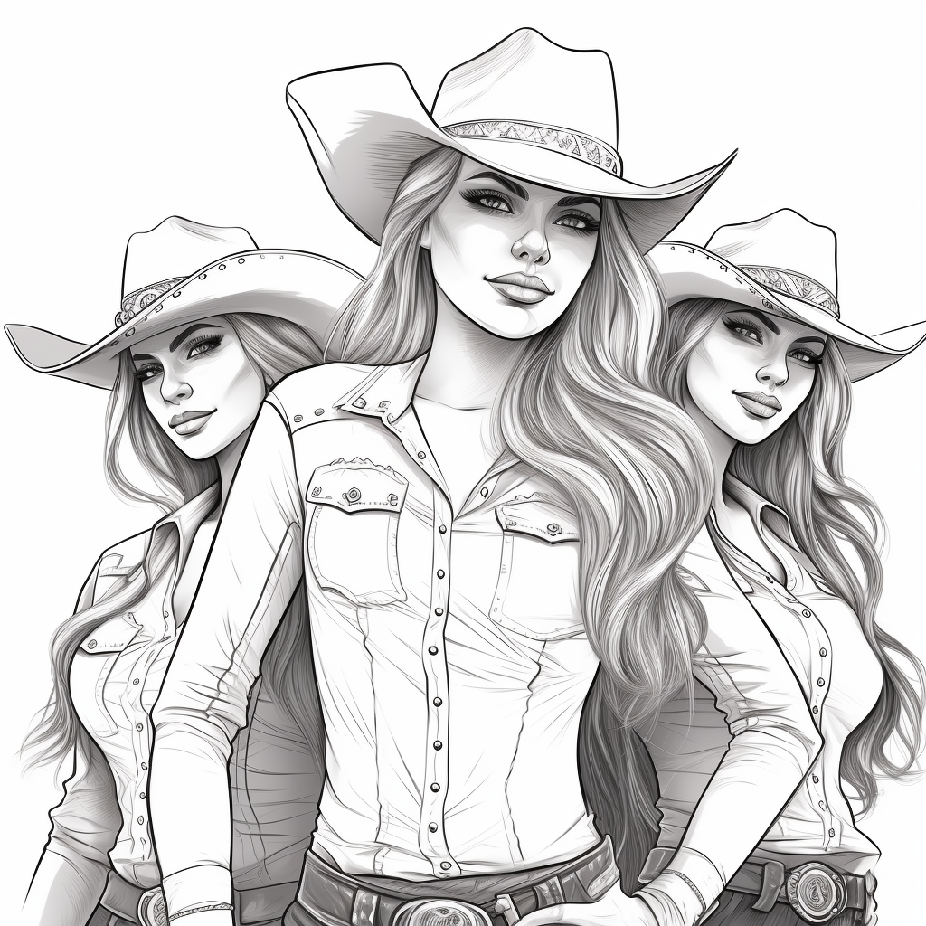 Illustration of Beautiful Cowgirls