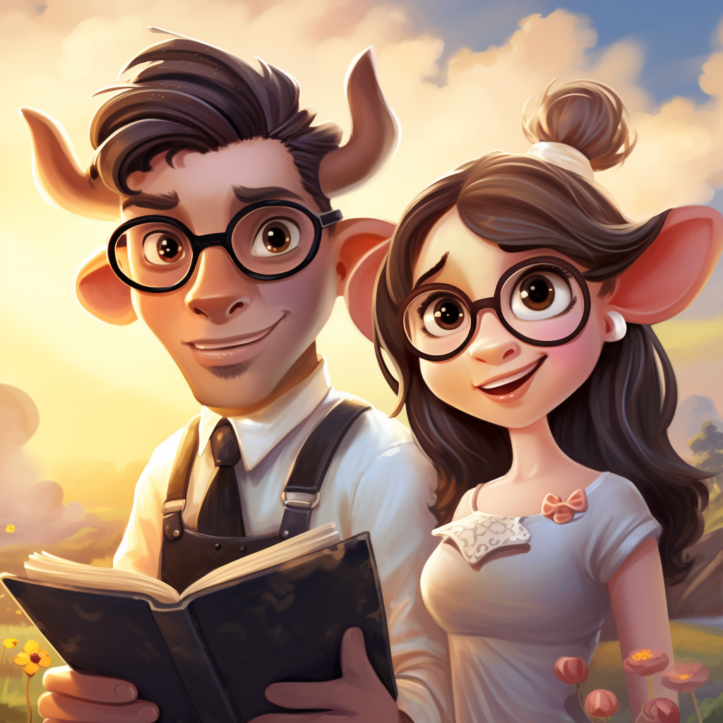 Cute cartoon cows on a romance novel cover