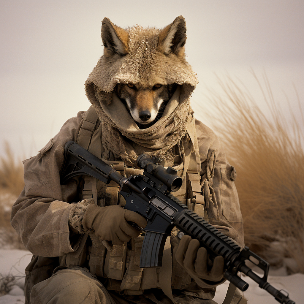 Coyote soldier in combat gear