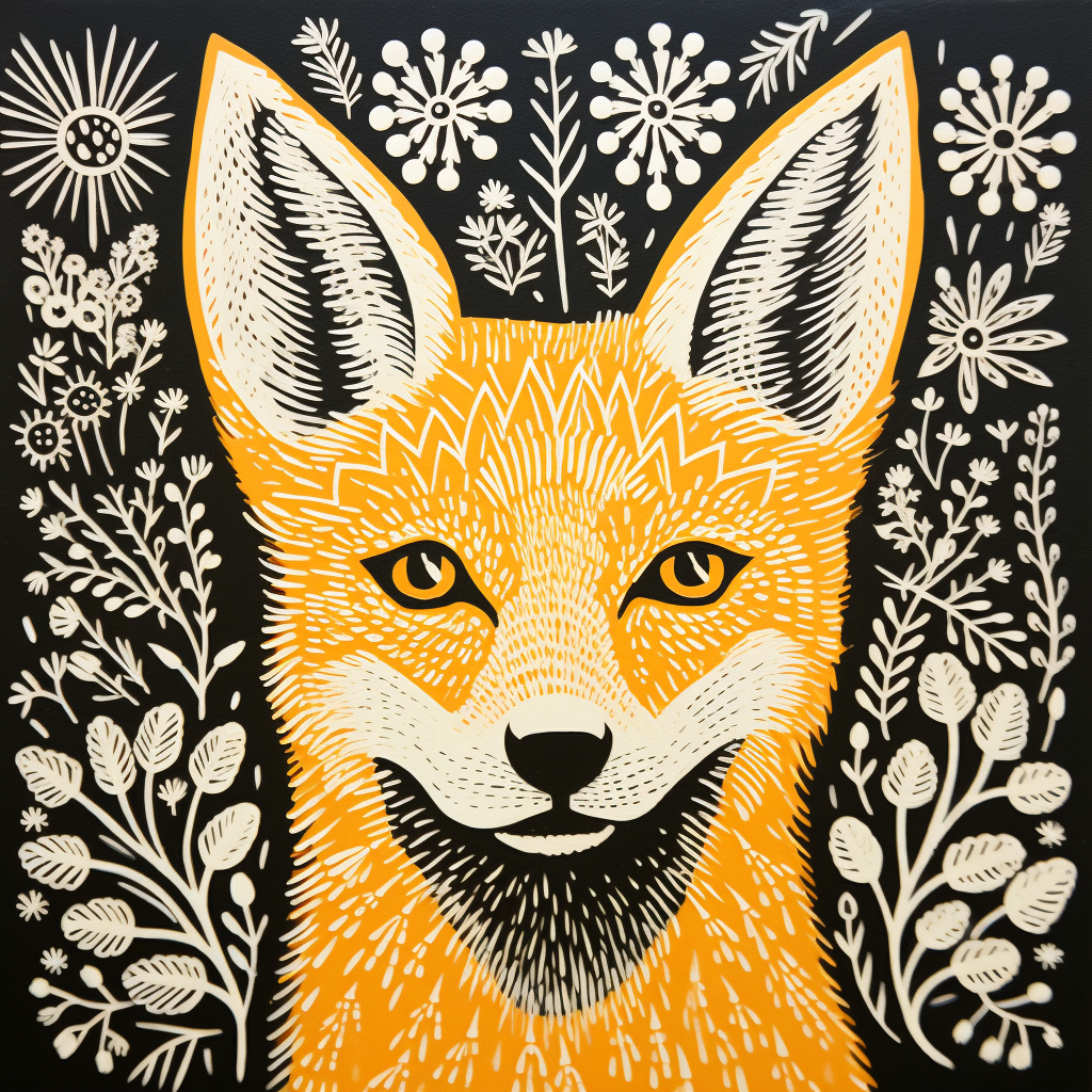 Coyote Folk Art Print