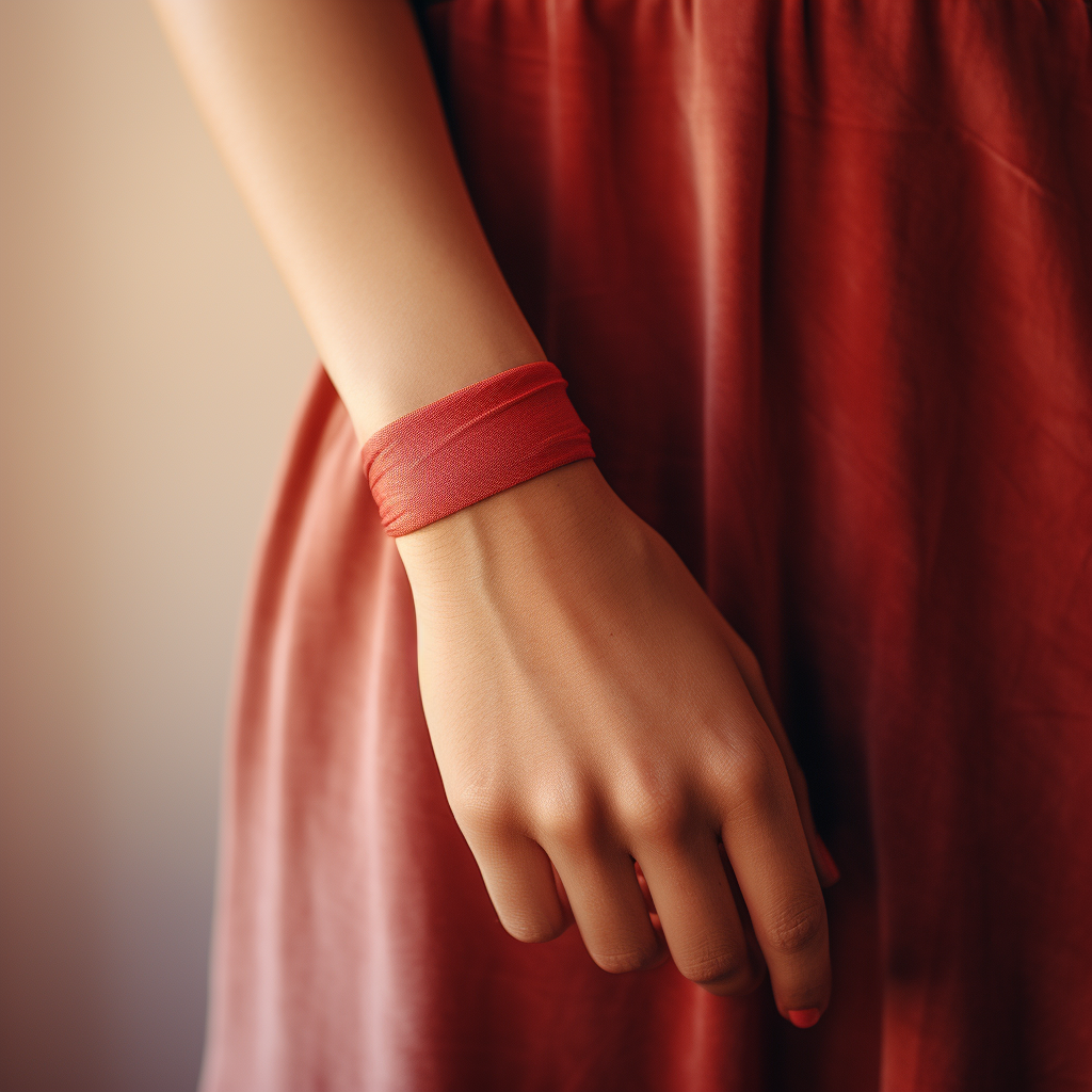 Red wristband in a cozy atmosphere