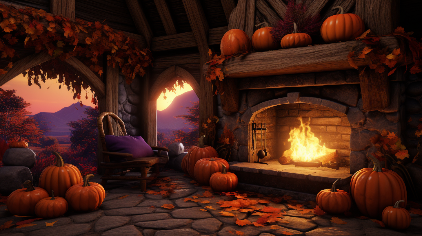 Cozy autumn cabin with fireplace