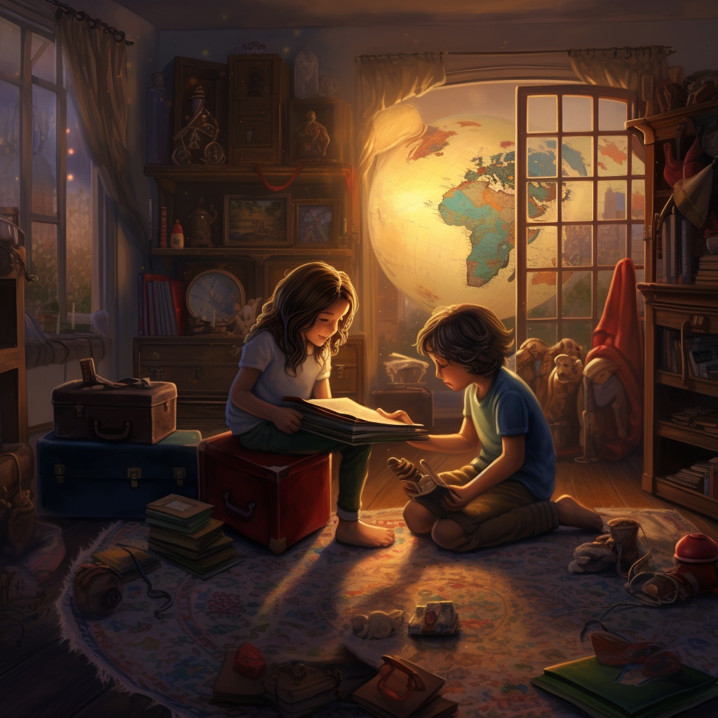 Children playing with toys in cozy bedroom