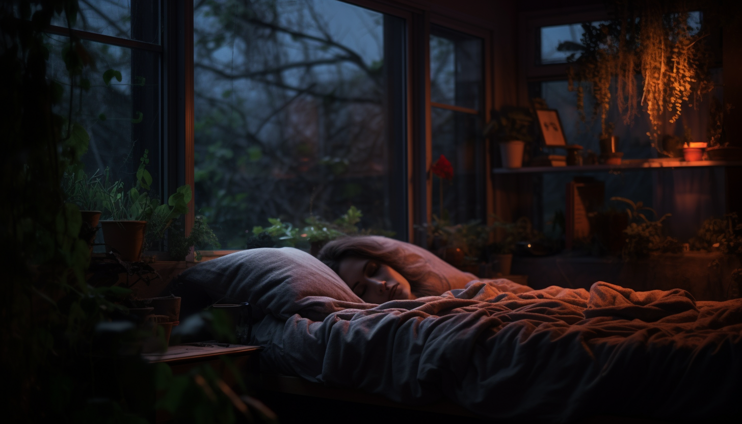 Person sleeping in cozy bedroom