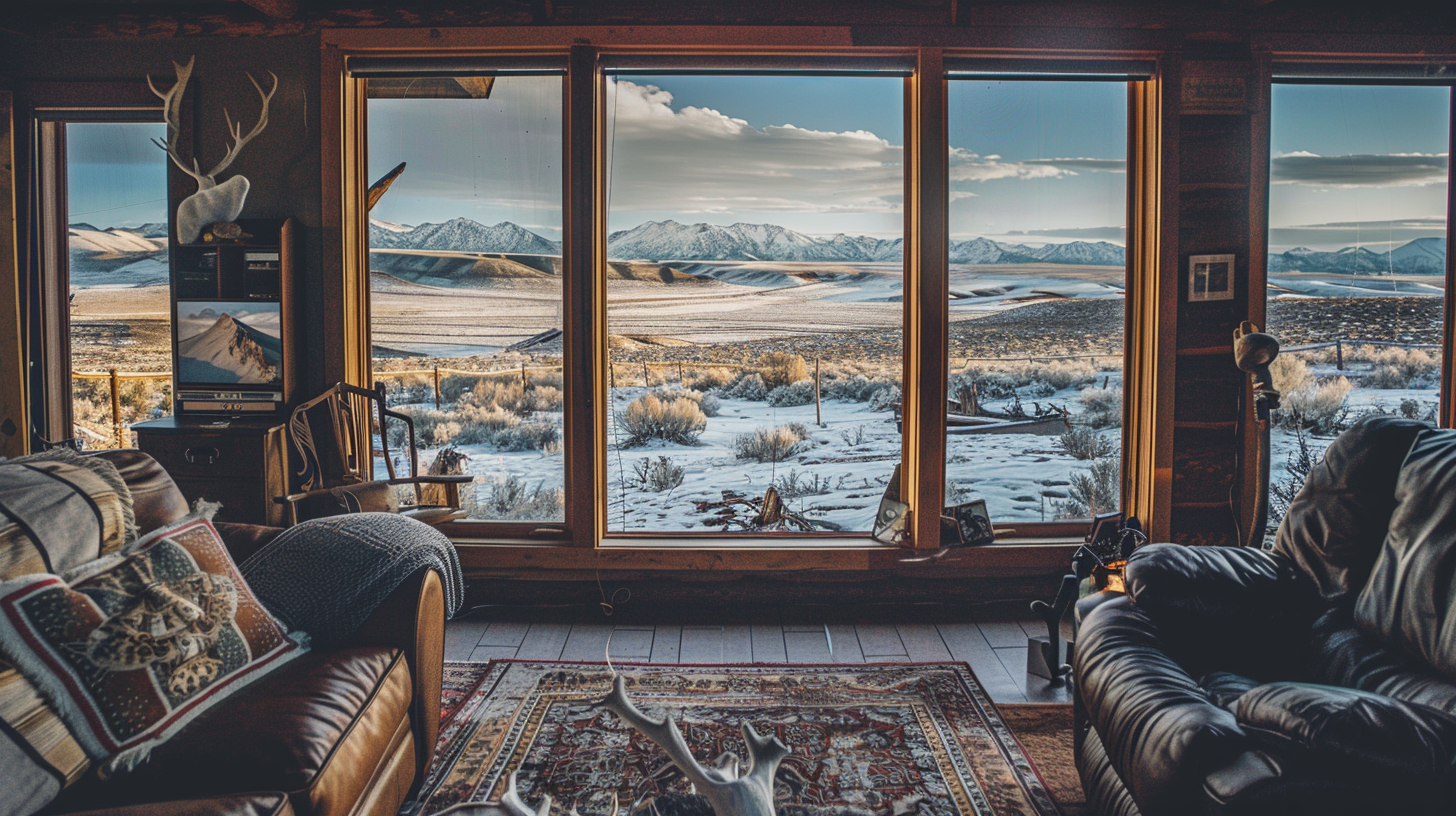 Cozy Cabin Desert Winter View