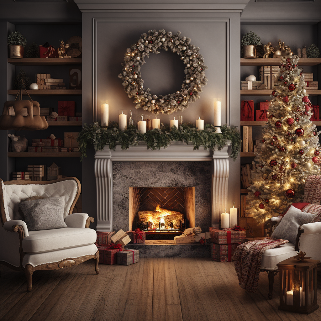 Cozy living room with Christmas decorations