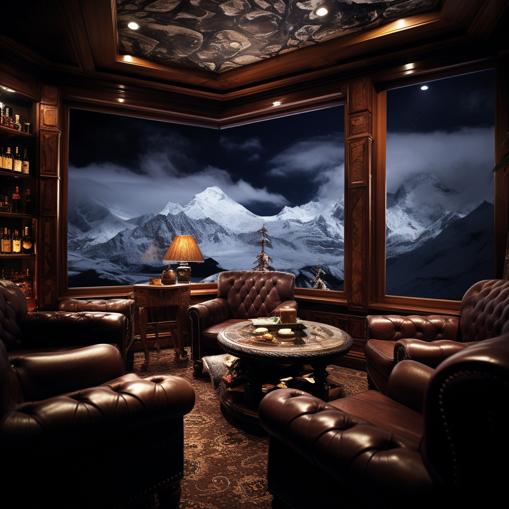 Cozy Luxury Cigar Room Snow Peak Mountain