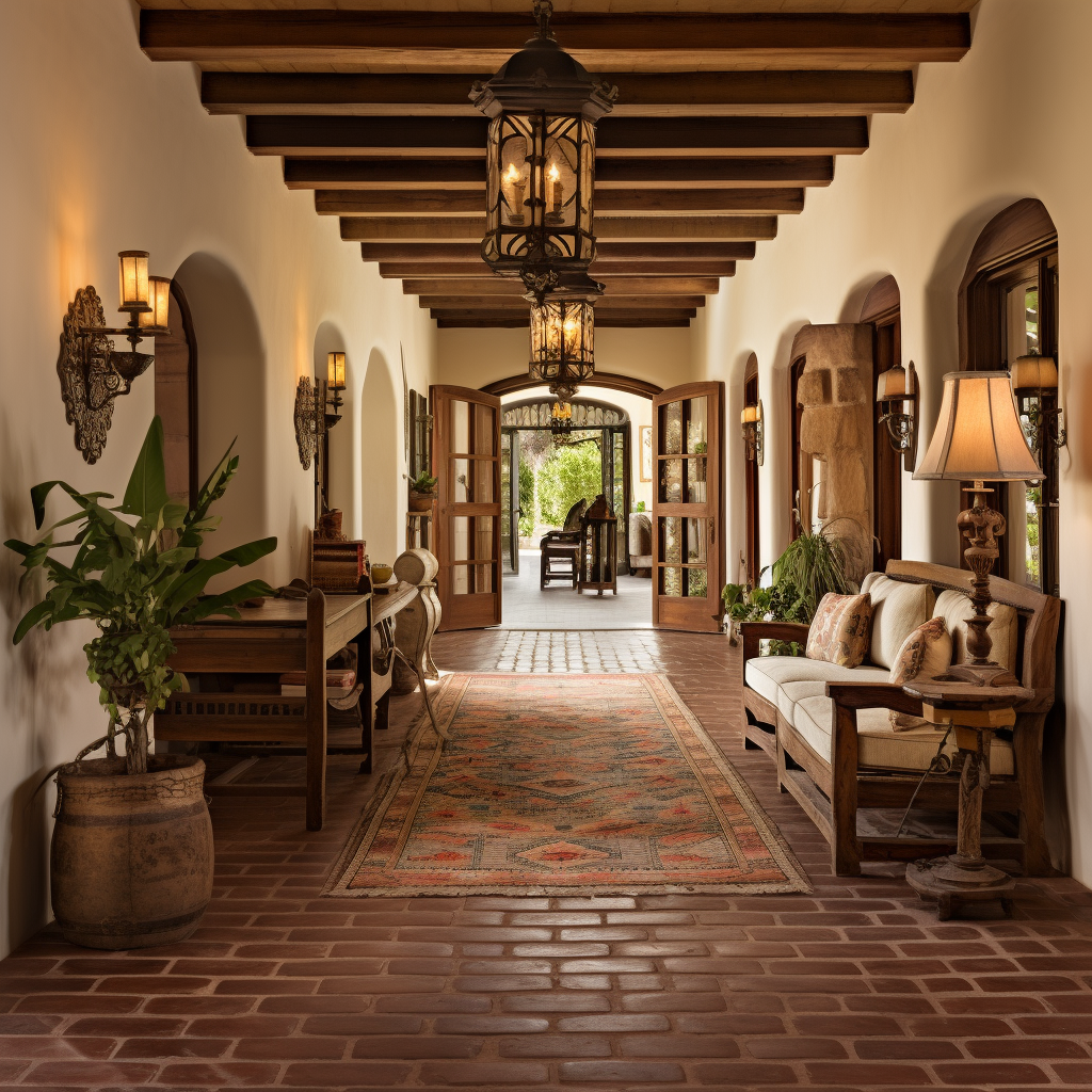 Furniture in a Cozy Mexican Hacienda Hallway