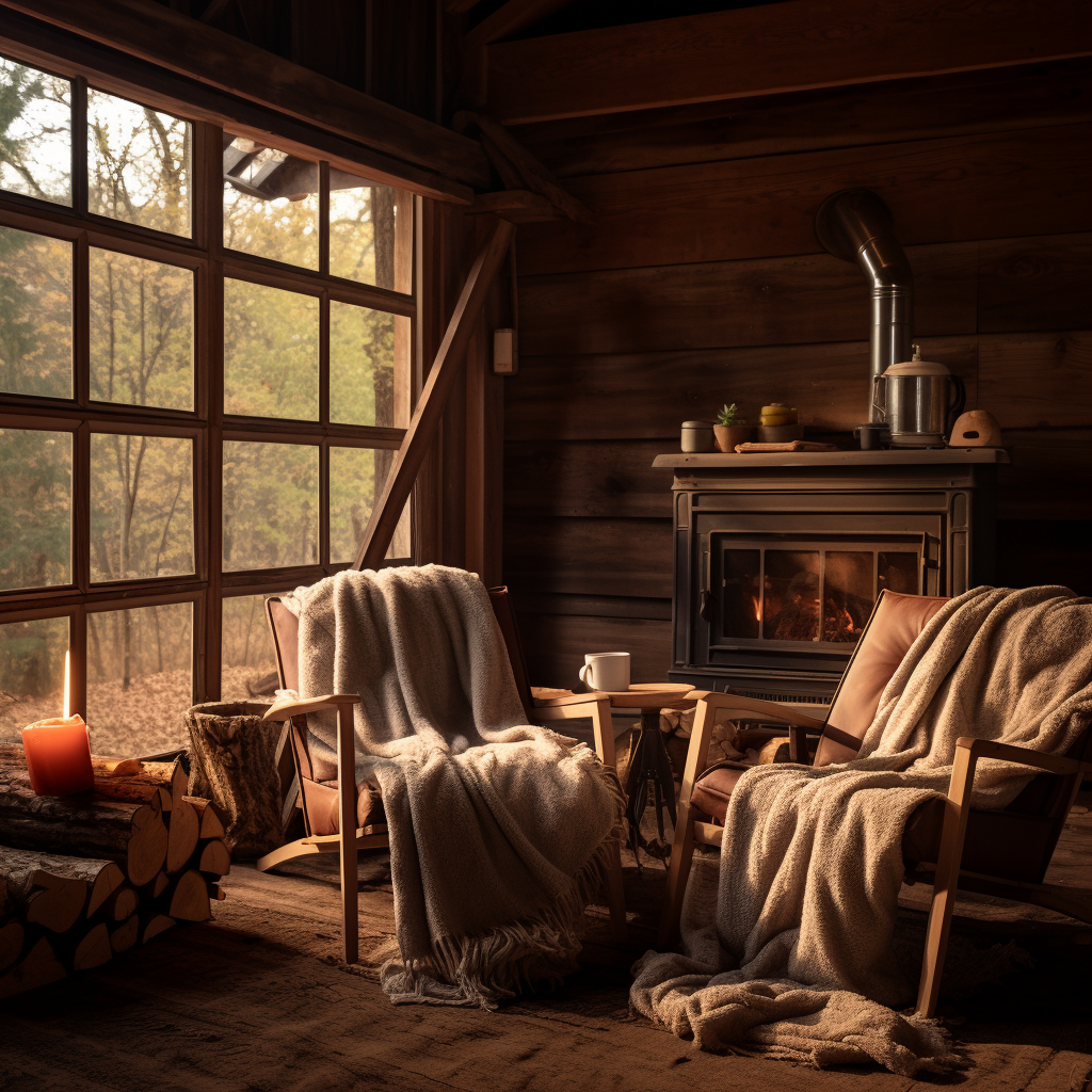 Cozy cabin interior with rustic charm