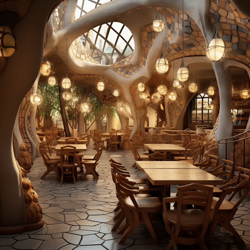 Cozy Restaurant with Gaudi Architecture