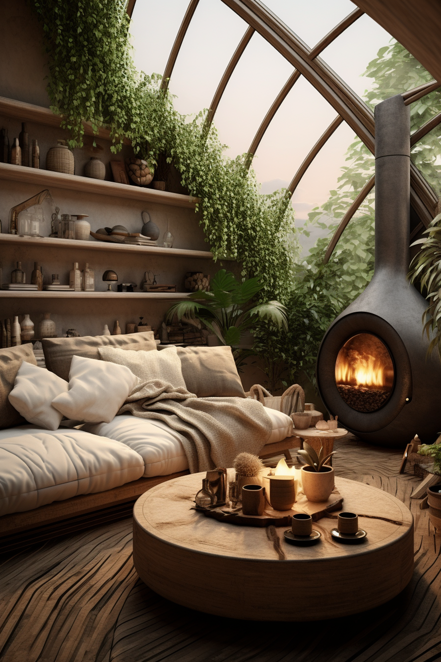 Cozy round rooftop interior decor