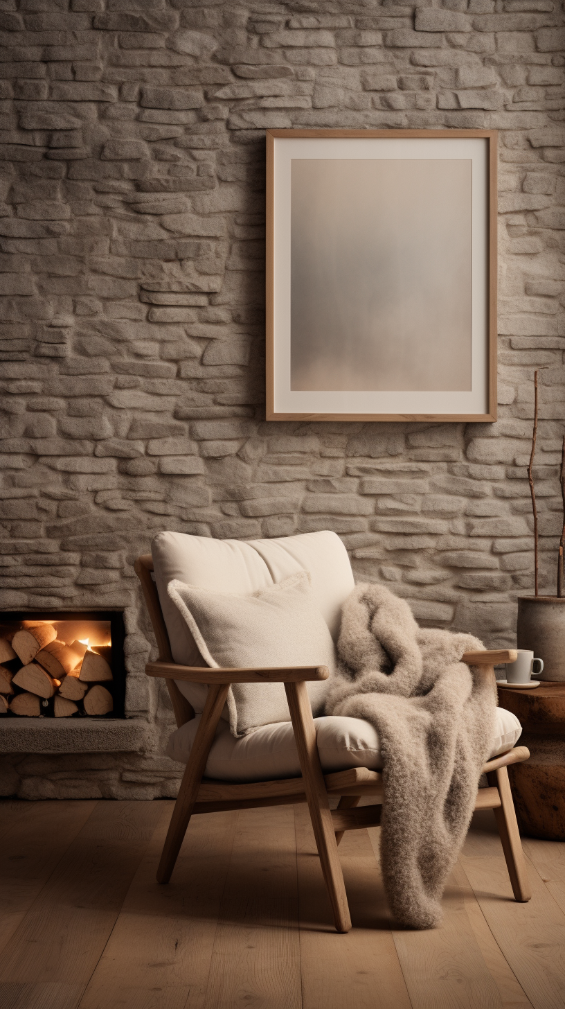 Cozy Scandinavian Style Room with Soft Chair and Blankets