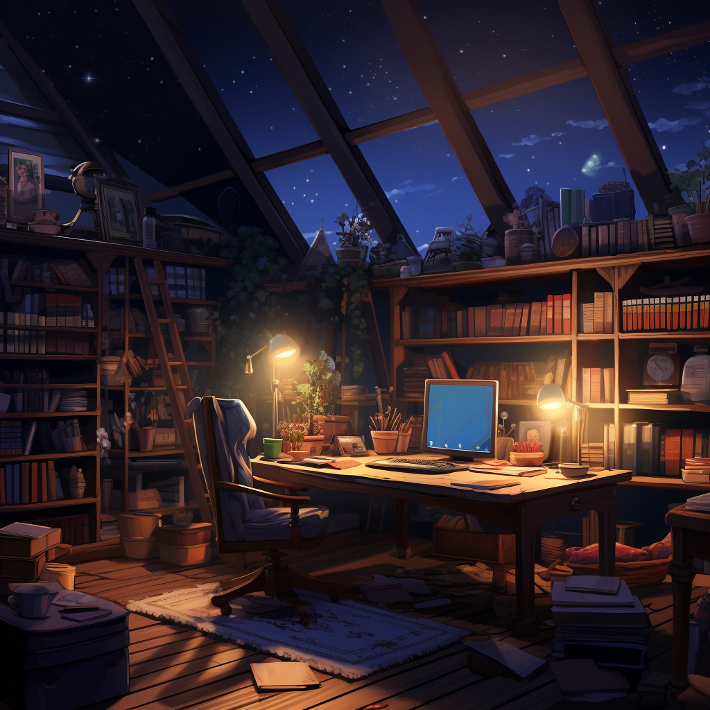 Cozy study corner with open books