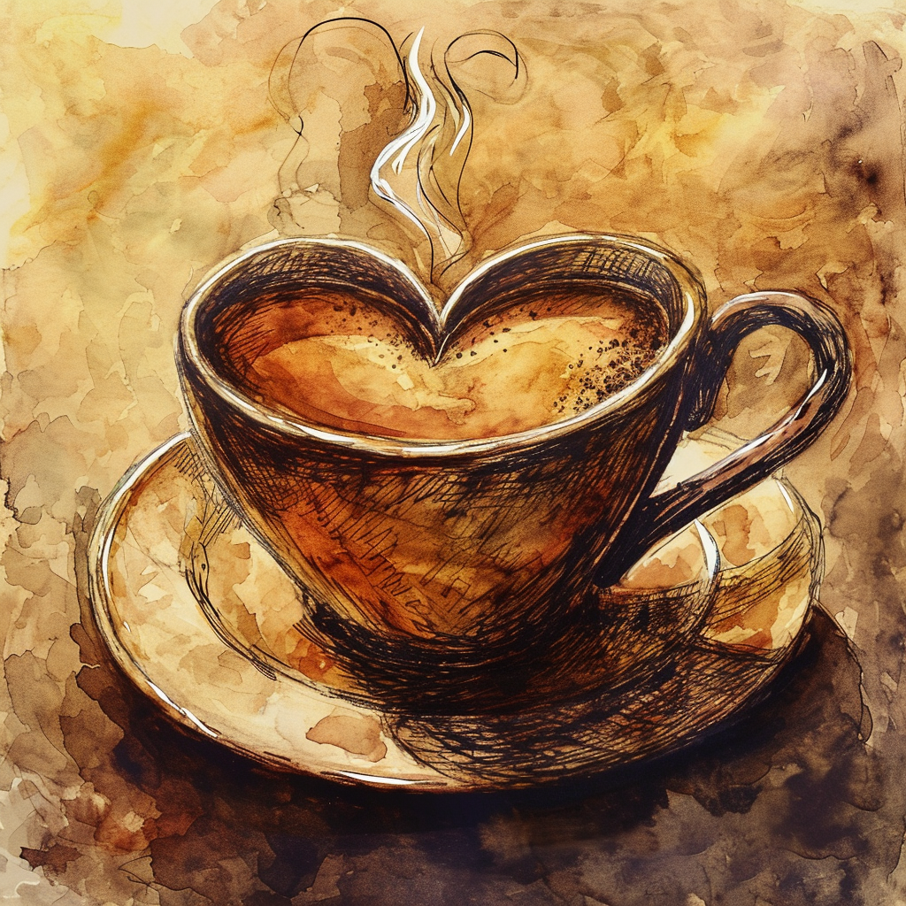 Hand-drawn coffee steam heart