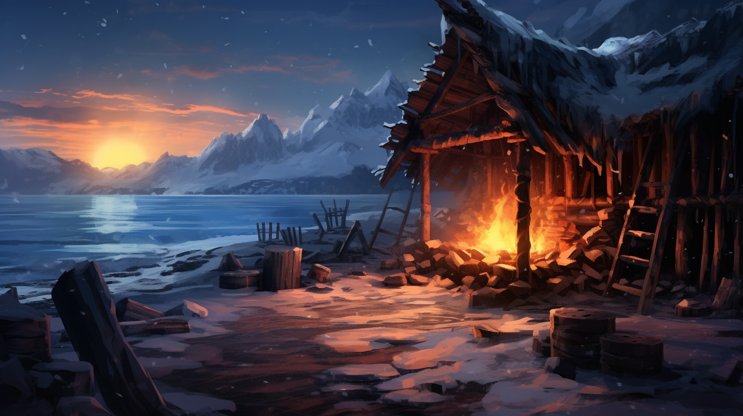 Peaceful scene of fire and ice