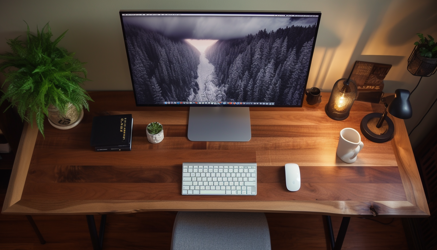 Cozy desk setup with monitor